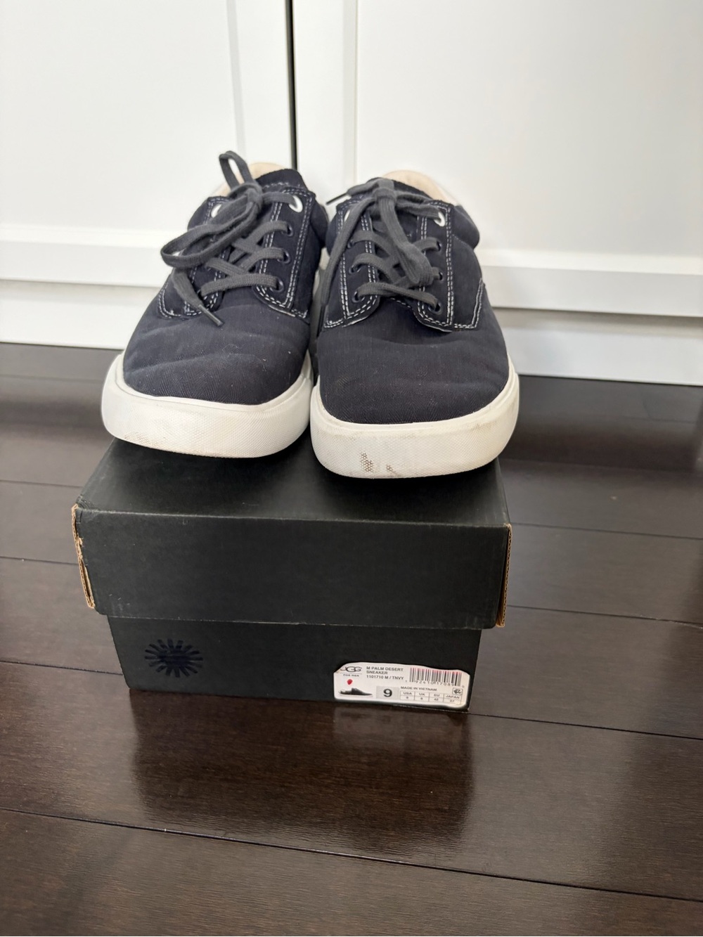 Navy UGG Canvas Lace-Up Sneakers with White Soles